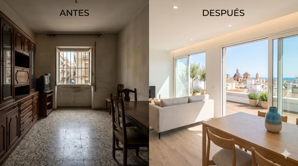 El antes y el después de una reforma. Presupuesto reformas integrales Valencia